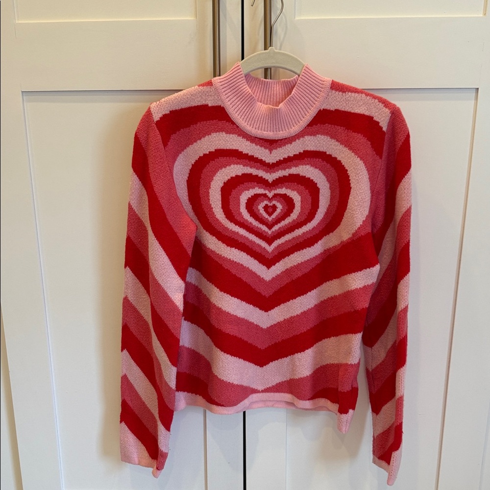 Cider Pink and Red Heart Sweater